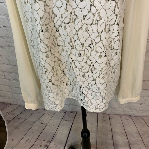 Banana Republic Ivory Blouse lace size extra large - Picture 3 of 11